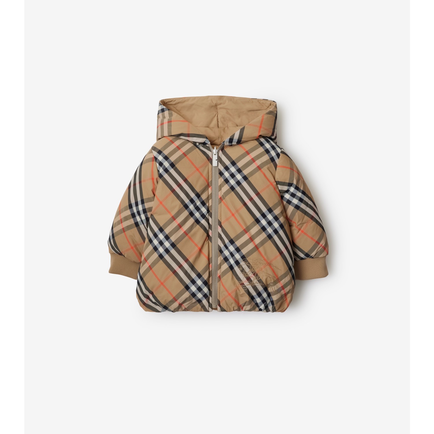 Reversible Check Nylon Puffer Jacket