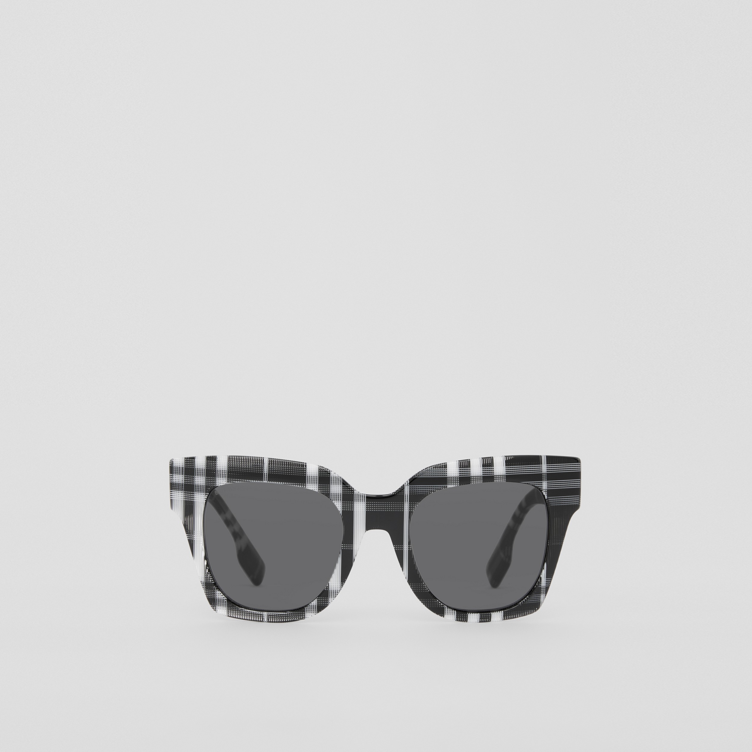 Eckige Sonnenbrille aus Bio-Acetat in Karo-Optik (Schwarz/weiß) - Damen | Burberry® - 1