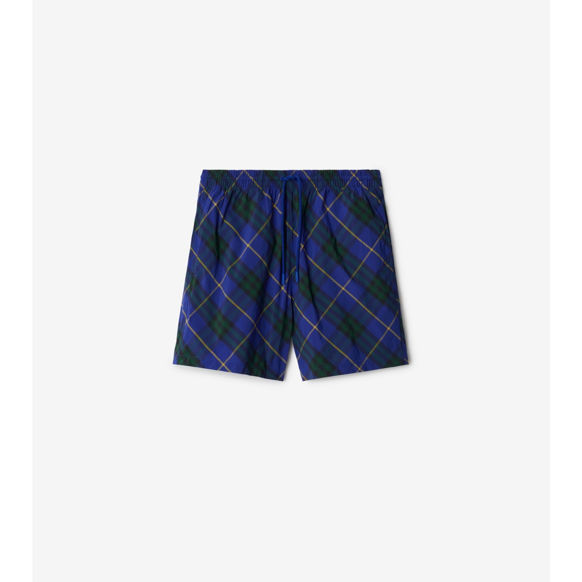 Burberry Check Pattern Swim Shorts With Drawstring Waist In Bright Navy