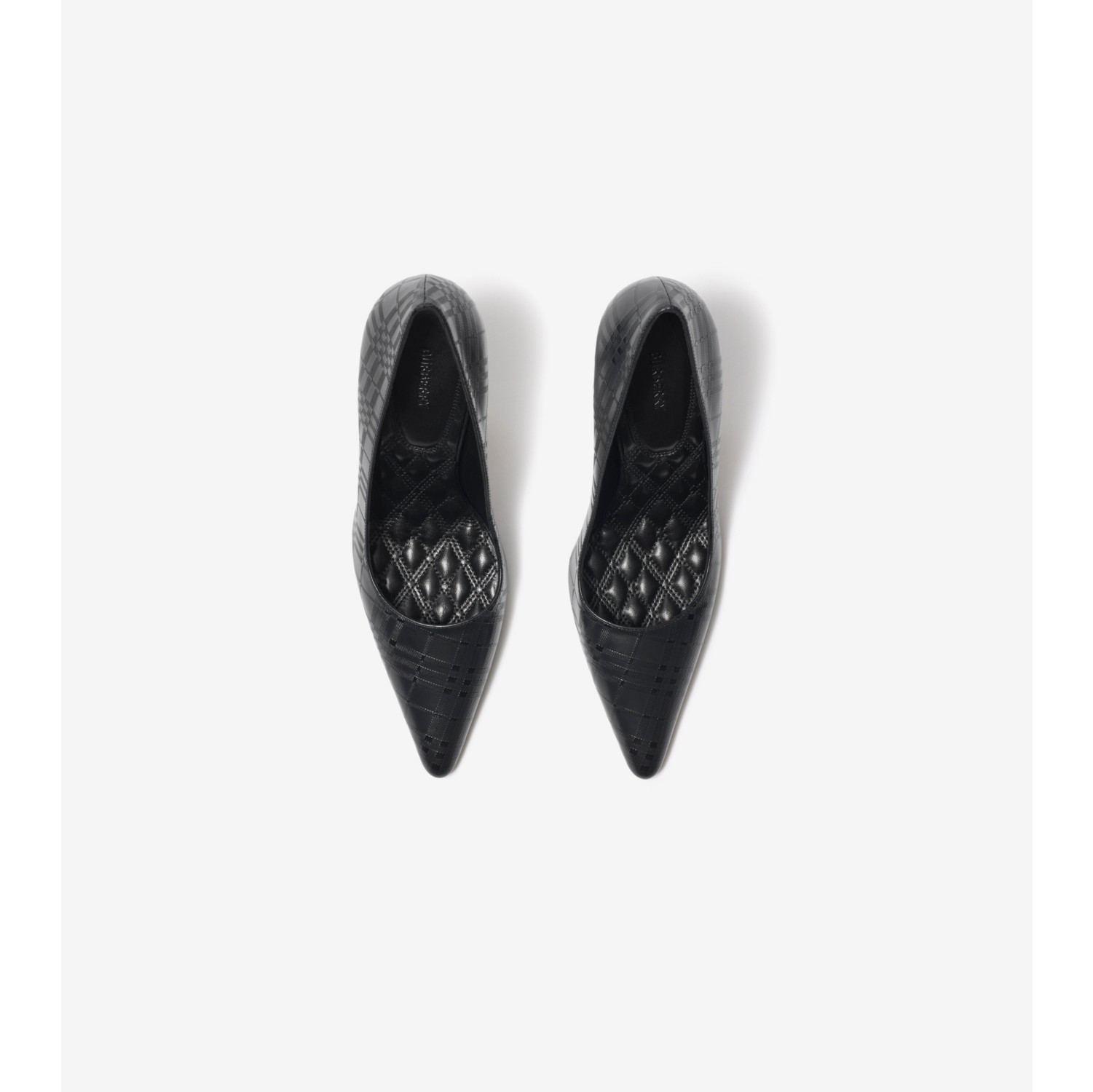 Check Leather Dame High Pumps