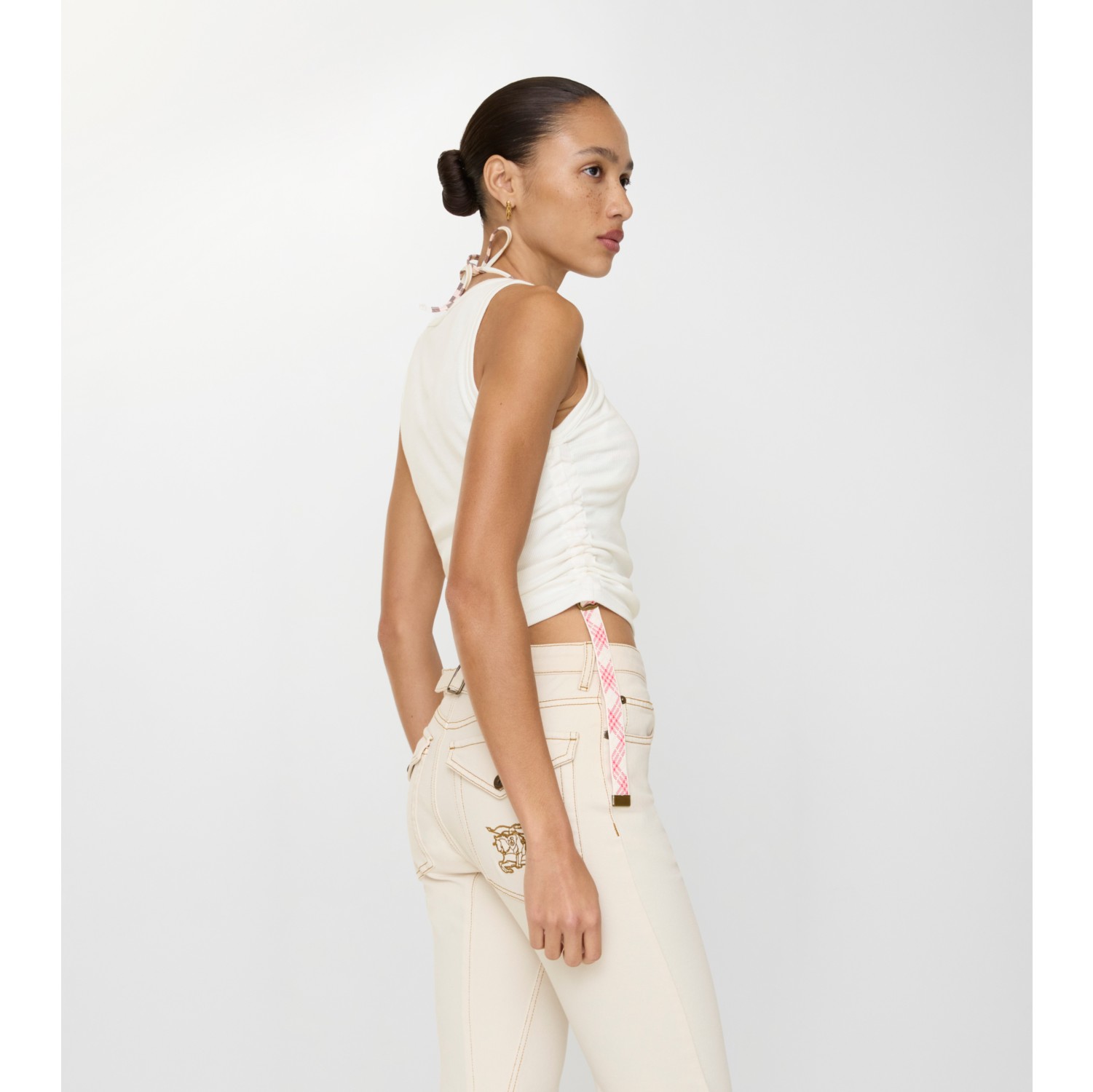 Festival Cotton Blend Tank Top in Chalk white - Women | Burberry