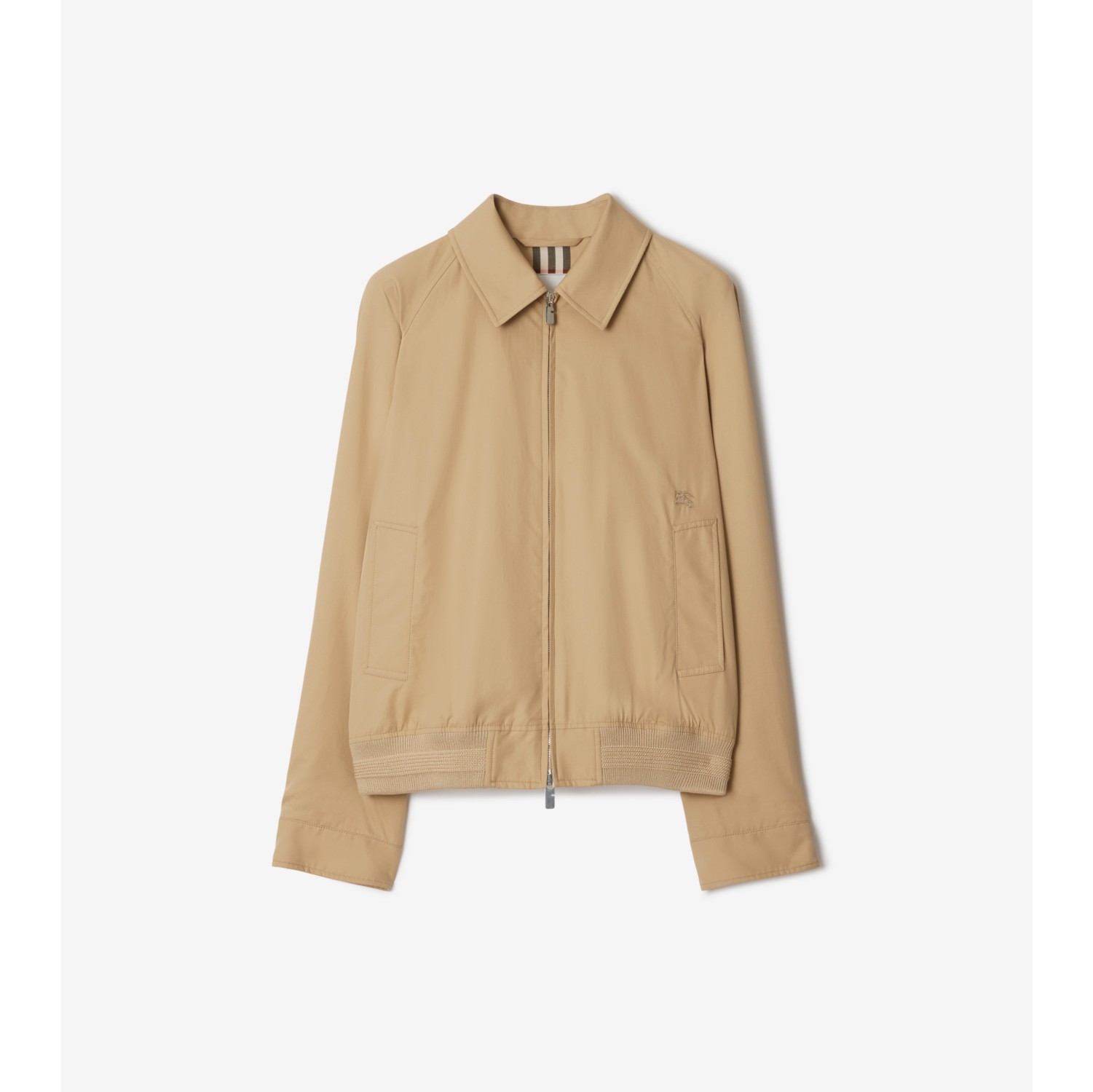 Gabardine Chester Harrington Jacket in Flax Men Cotton Burberry Official