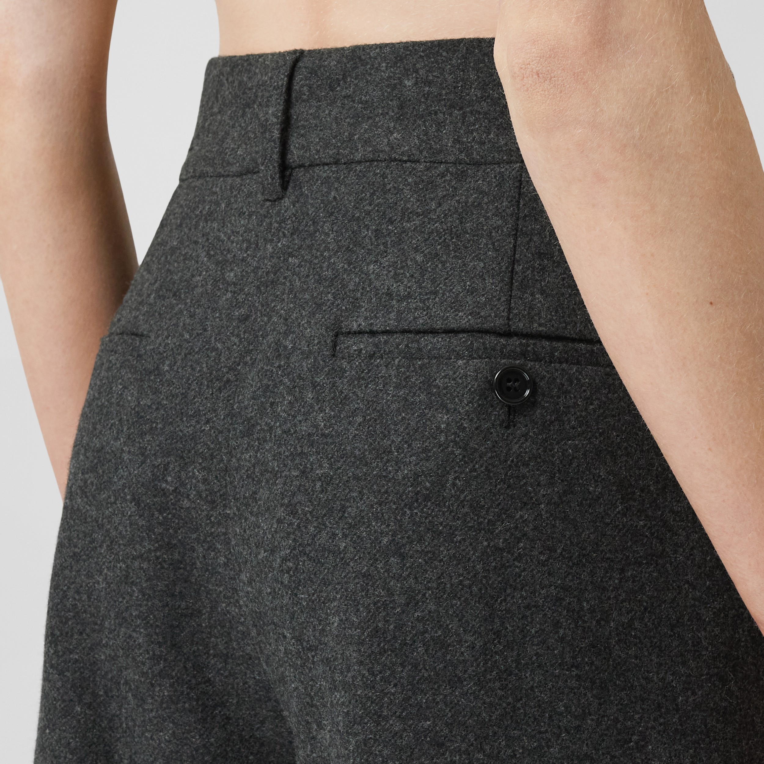 Wool Wide-leg Trousers in Dark Grey Melange - Women | Burberry® Official - 2