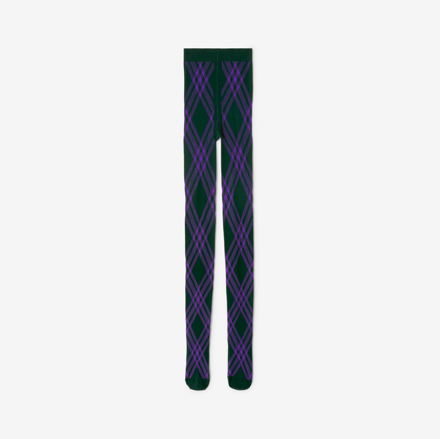 格纹羊毛混纺连裤袜 (藤蔓绿 / 缎带紫) | Burberry® 博柏利官网