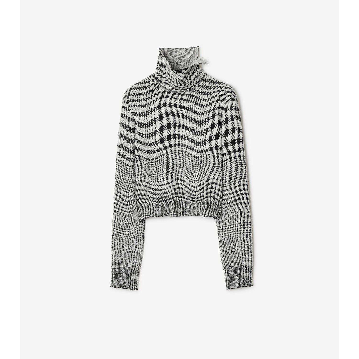 Warped Houndstooth Wool Blend Sweater in Monochrome - Women, Technical |  Burberry® Official