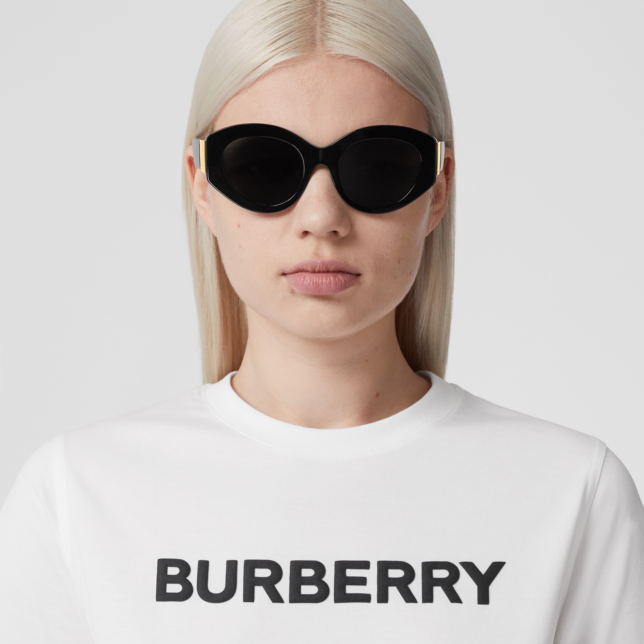 Logo Print Cotton T-shirt in White | Burberry® Official - 2