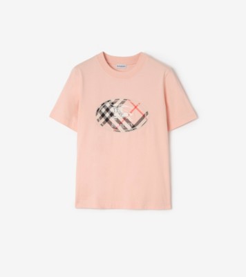 Check Knight Stamp Cotton T-shirt in Compact pink - Women