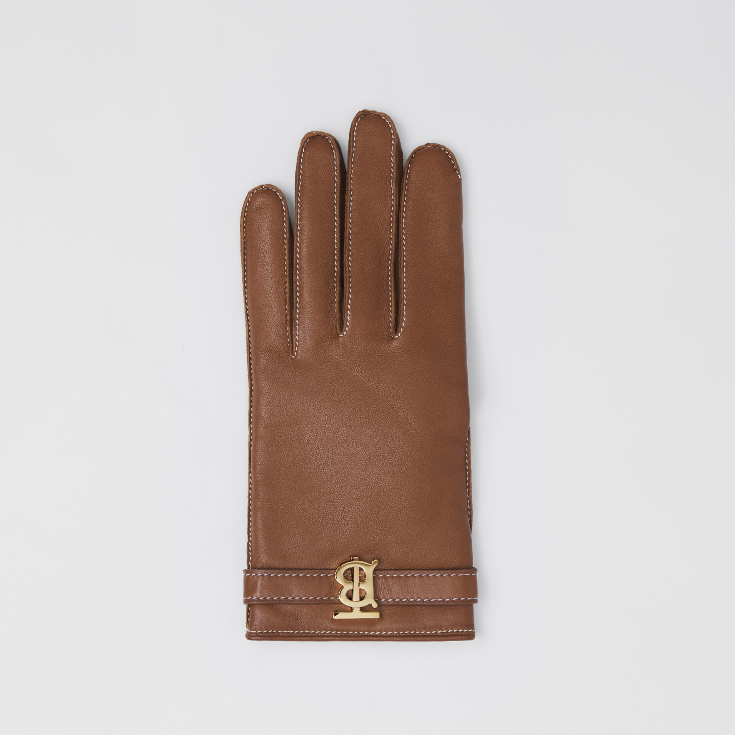 Monogram Motif Leather Gloves in Tan | Burberry® Official - 3