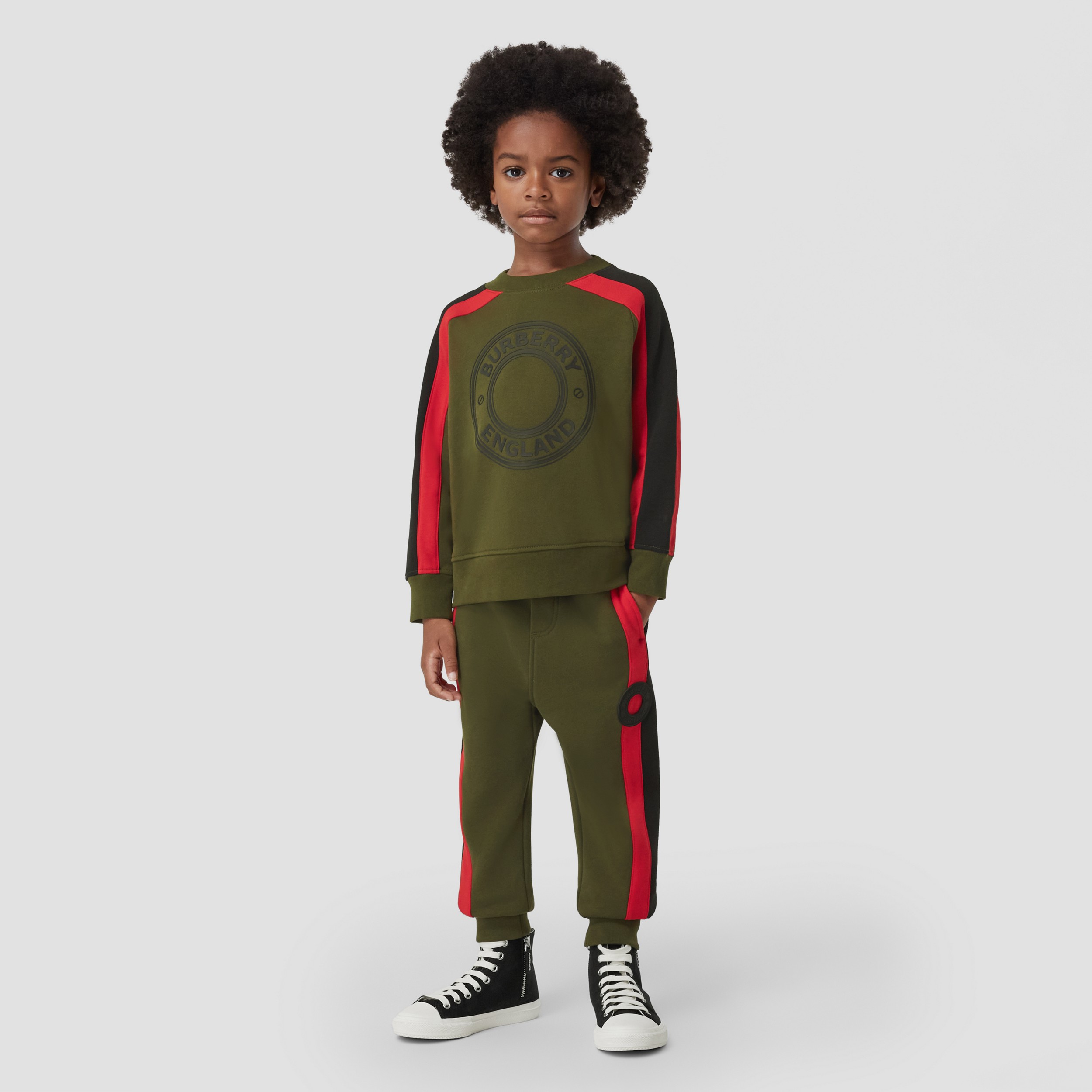 Calças jogger de algodão com logotipo gráfico (Verde Oliva Escuro) - Crianças | Burberry® oficial - 3