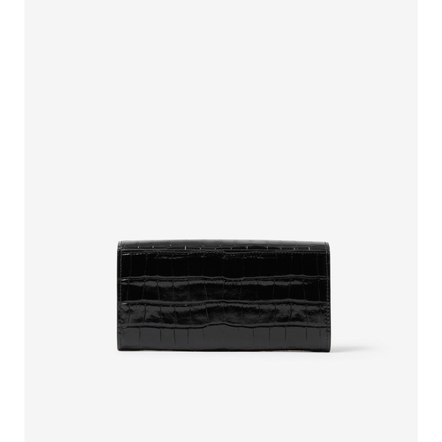 ブラックレザーとファブリック仕上げのバーバリーウォレット - 折り財布