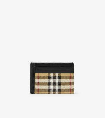 Burberry London Leather Money Clip Card Case Black for Men