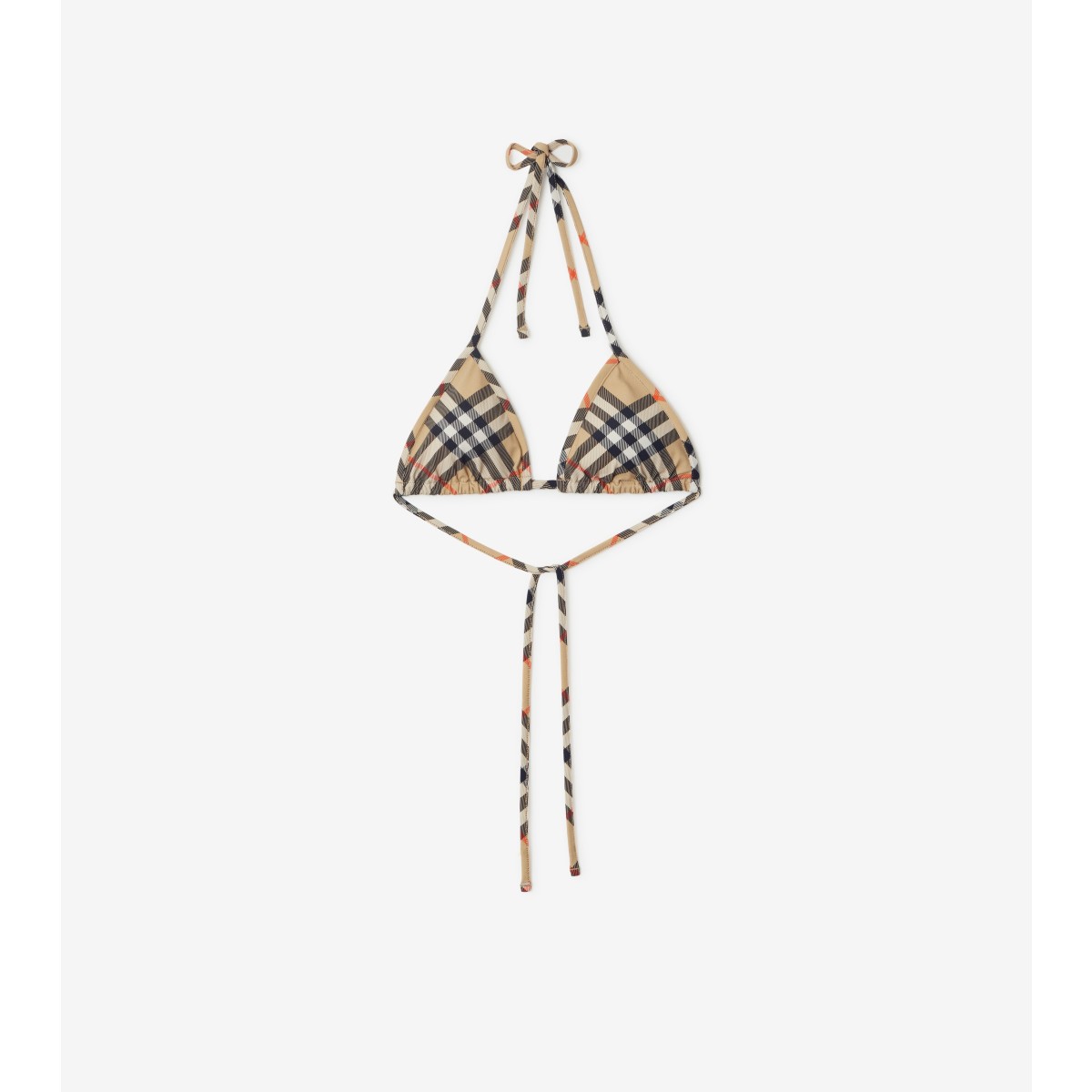 Burberry Check Bikini Top In Brown