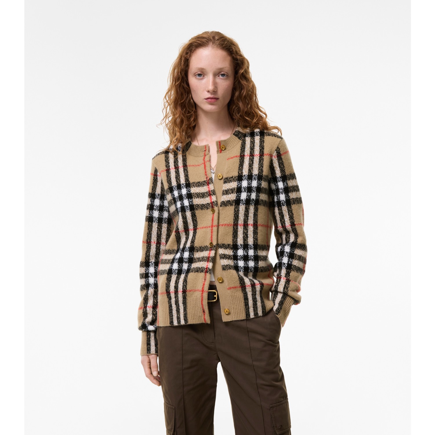 Check Cashmere Cardigan