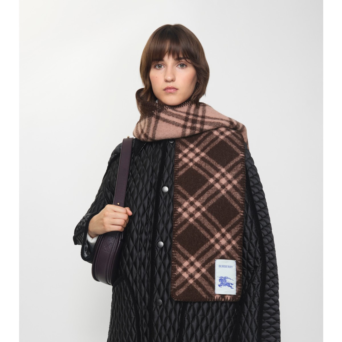  Check Narrow Wool Scarf