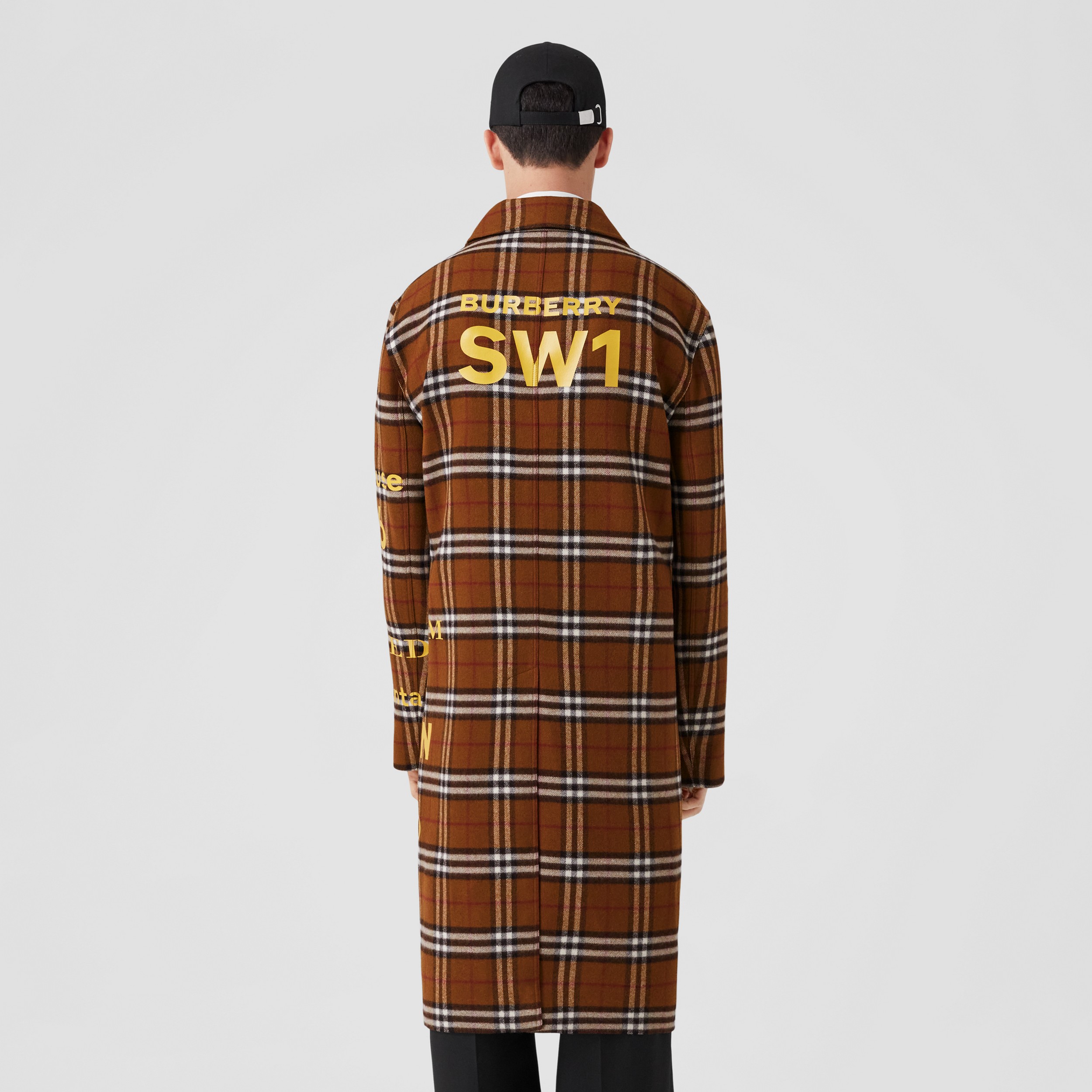 Horseferry Print Check Wool Car Coat in Birch Brown - Men | Burberry® Official - 3