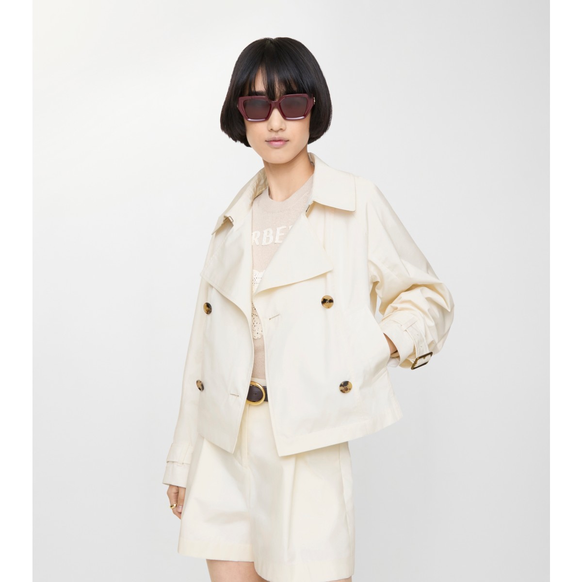  Check Cropped Lightweight Ladybrook Trench Jacket​
