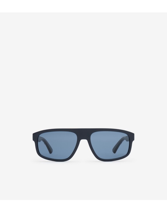 Textured Check Rectangular Sunglasses