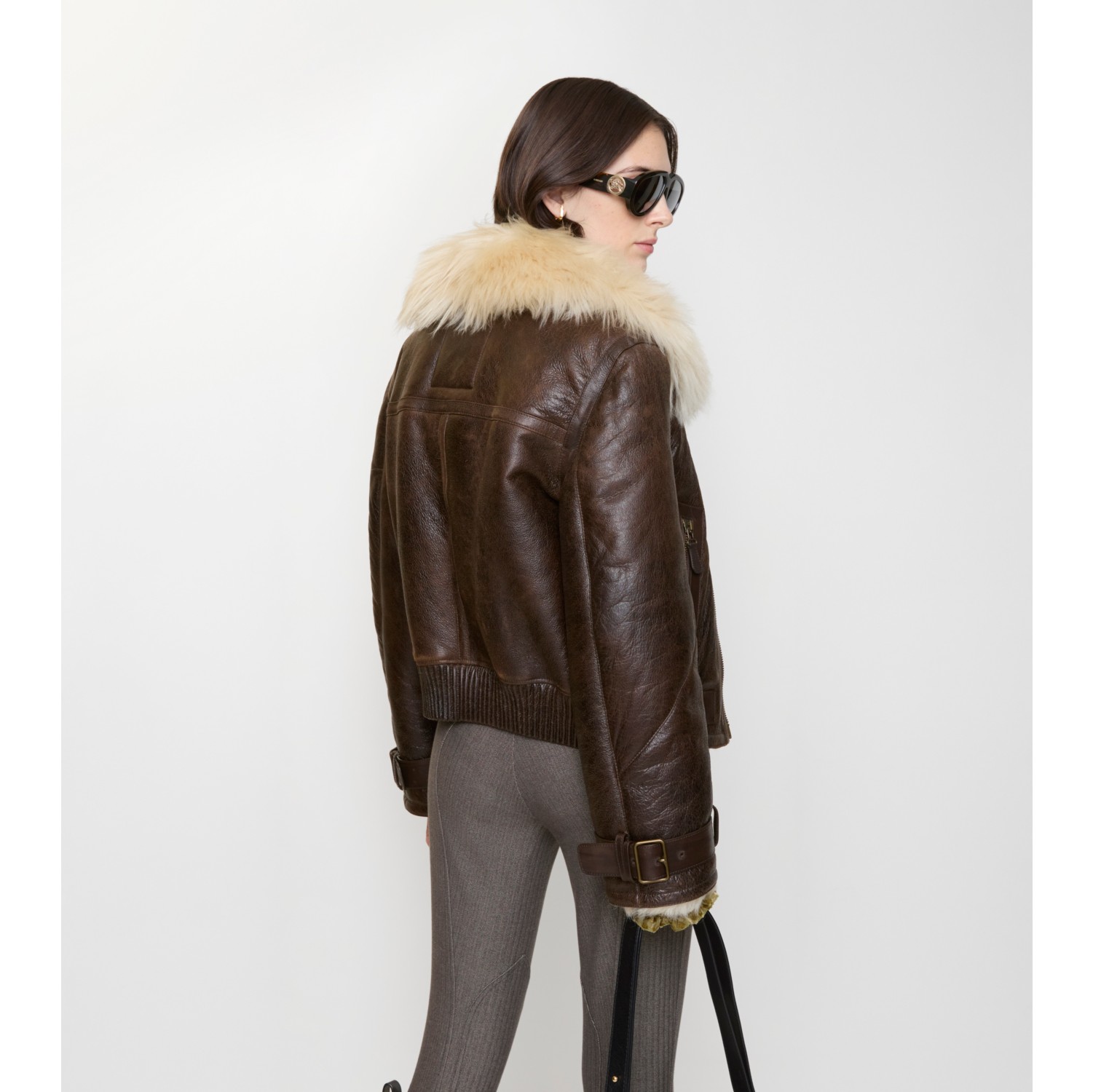 Cropped-Fliegerjacke aus Lammfell