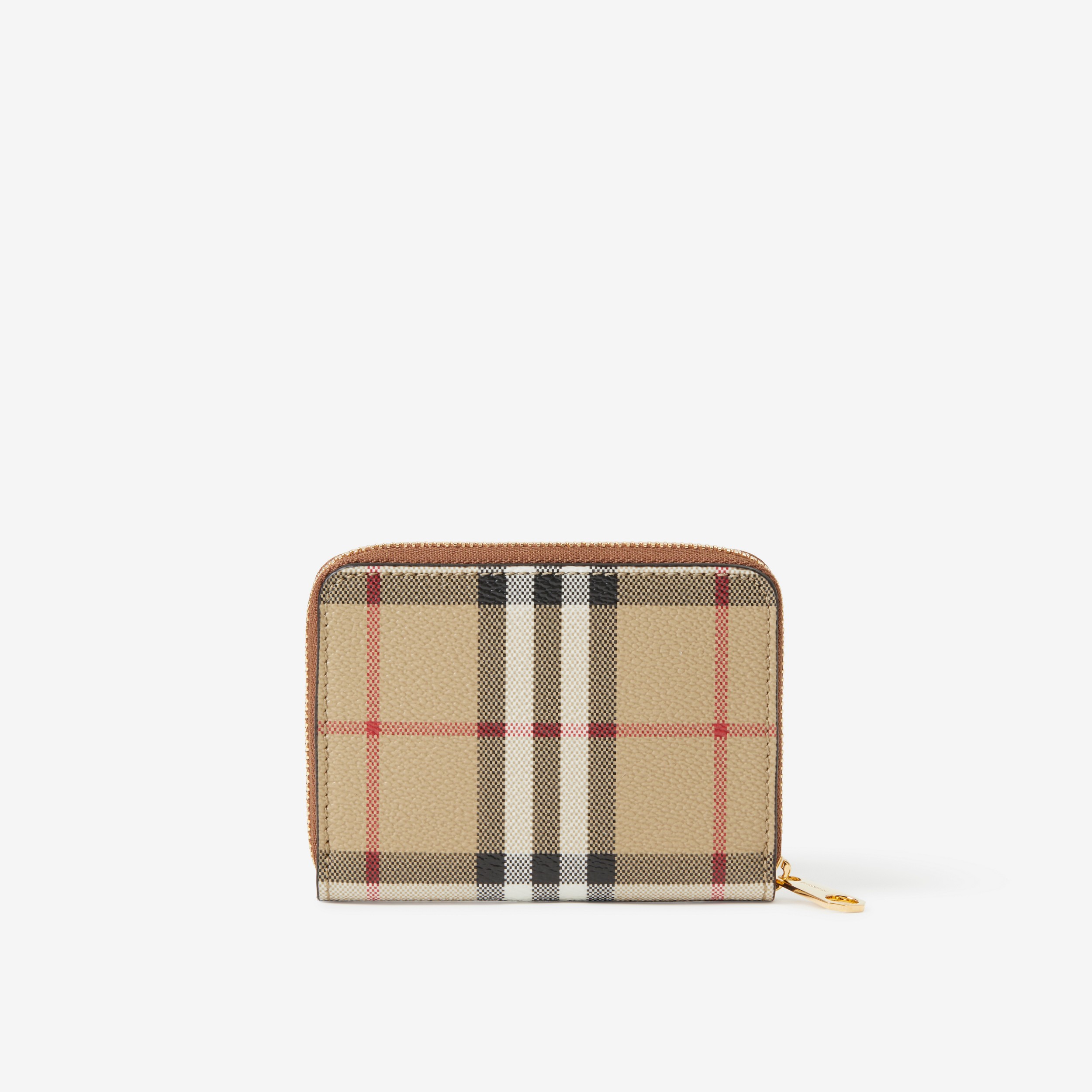 Check and Leather Zip Wallet in Archive Beige/briar Brown - Women | Burberry® Official - 3