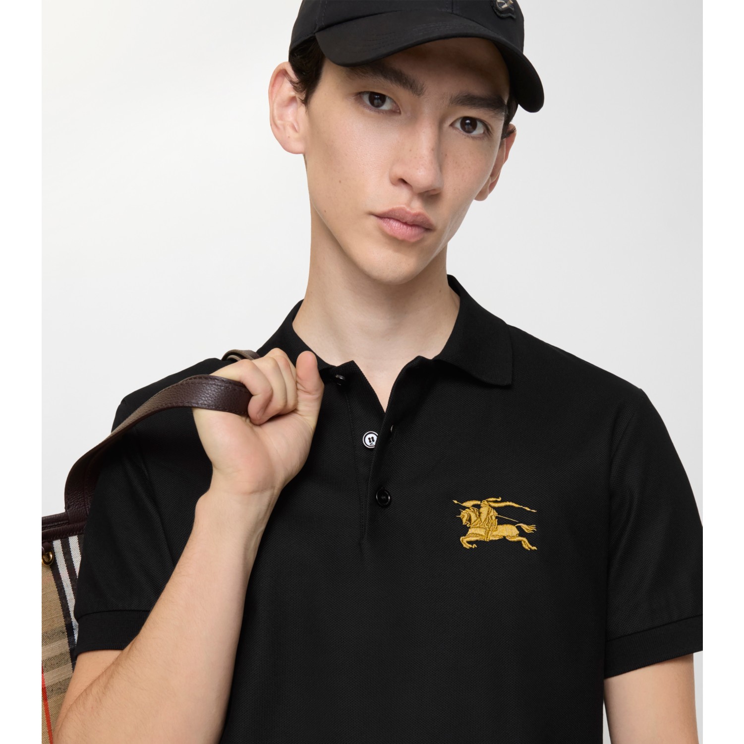Metallic EKD Cotton Polo Shirt in Black - Men | Burberry® Official