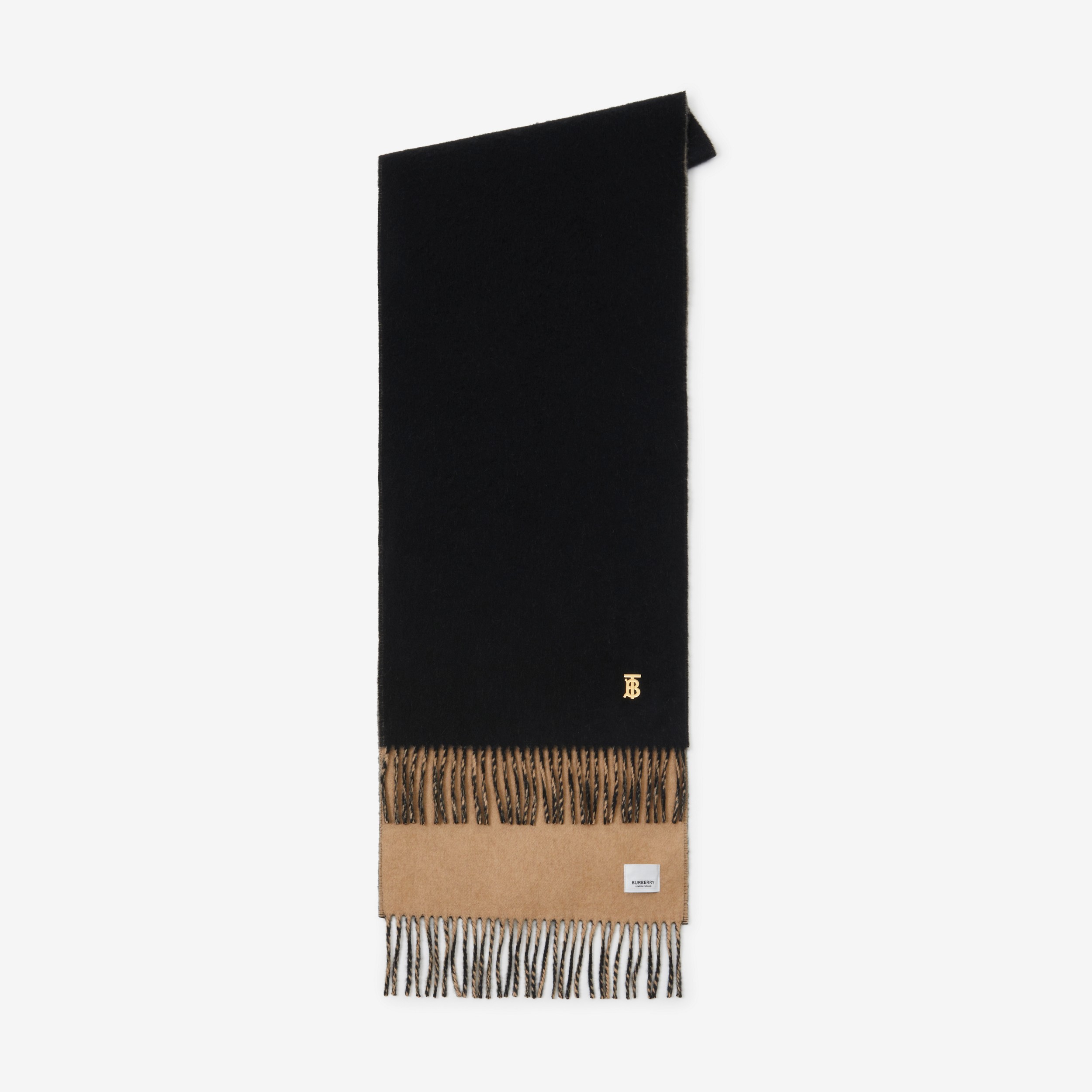 Bufanda reversible en cachemir con detalle de monograma (Cámel/negro) | Burberry® oficial - 2