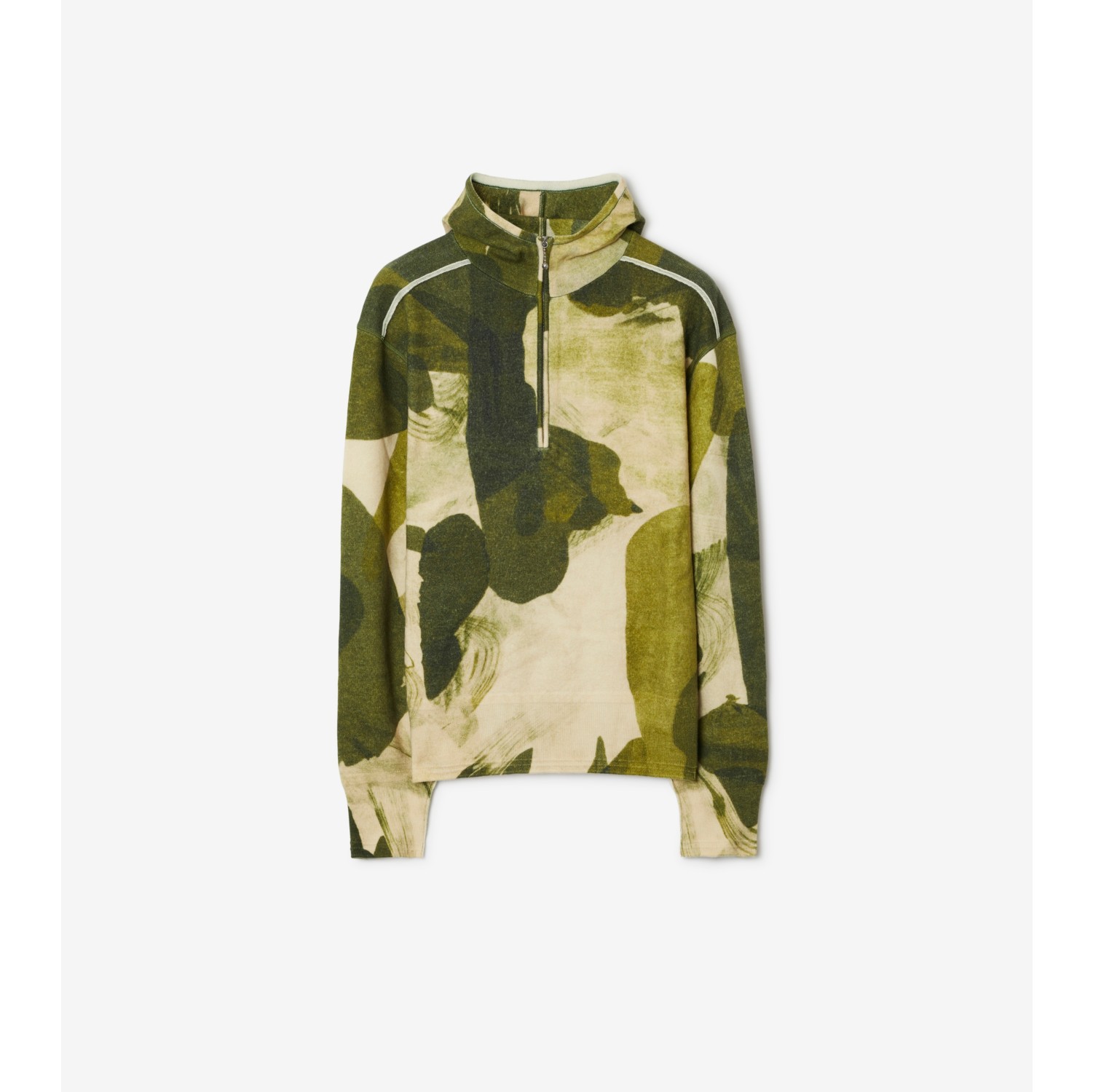 Burberry Camouflage Print Half-Zip Hoodie , Size: Xs