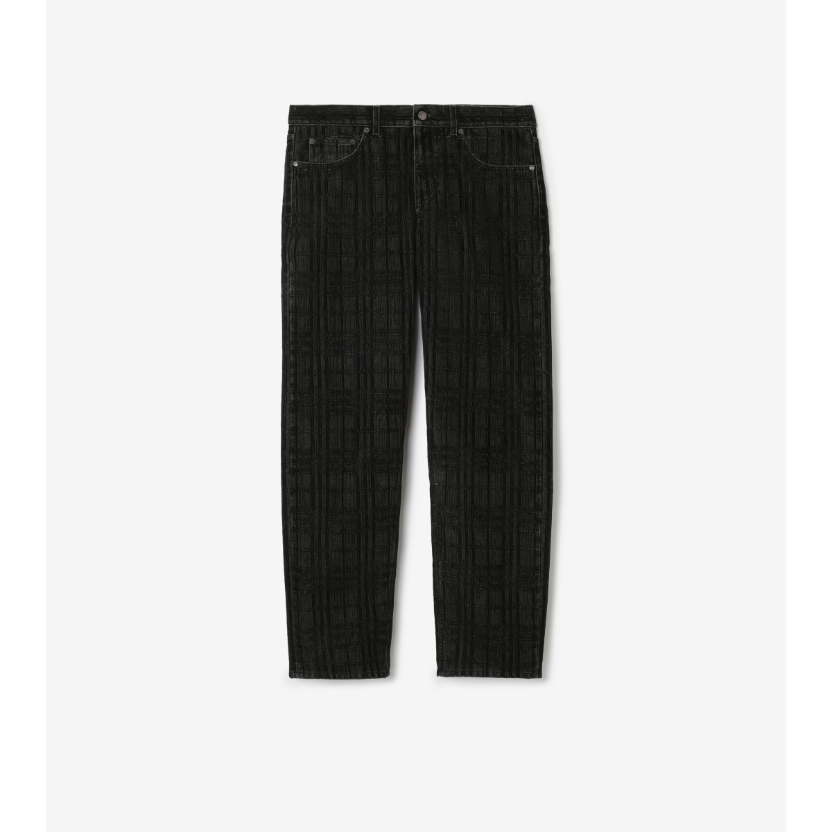  Check Flocked Straight Jeans