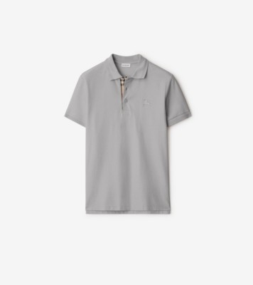 コットンポロシャツ (ペールグレーメランジ) - メンズ | Burberry®公式