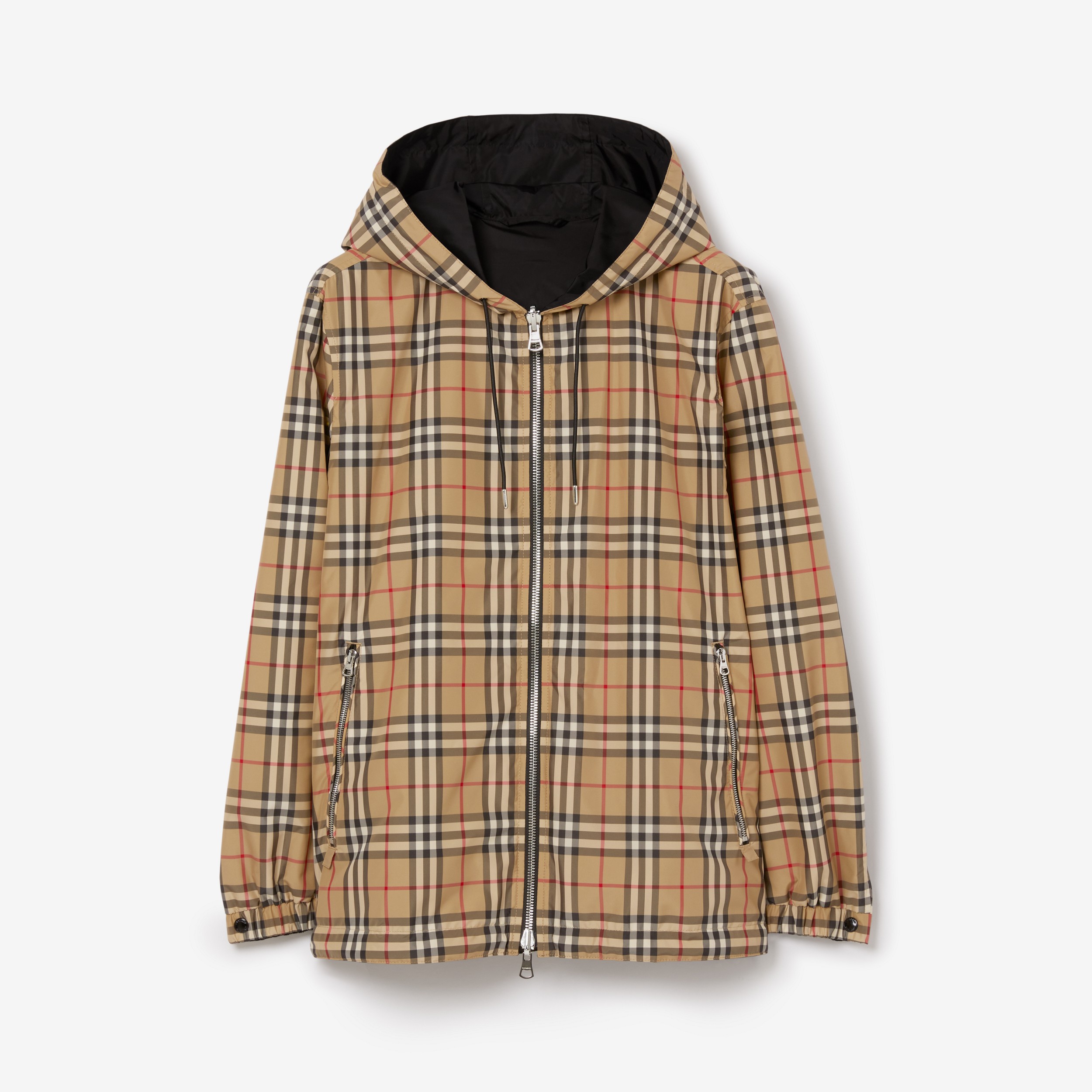 Check Reversible Hooded Jacket in Archive Beige | Burberry® Official Check Reversible Hooded Jacket in Archive Beige | Burberry® Official