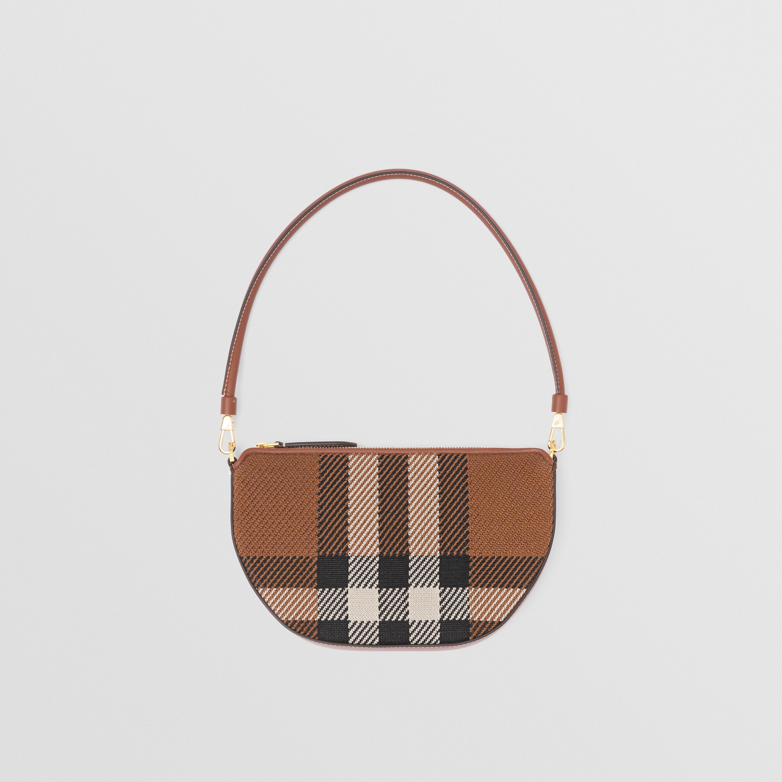 Knitted Check Olympia Pouch in Birch Brown - Women | Burberry® Official - 1