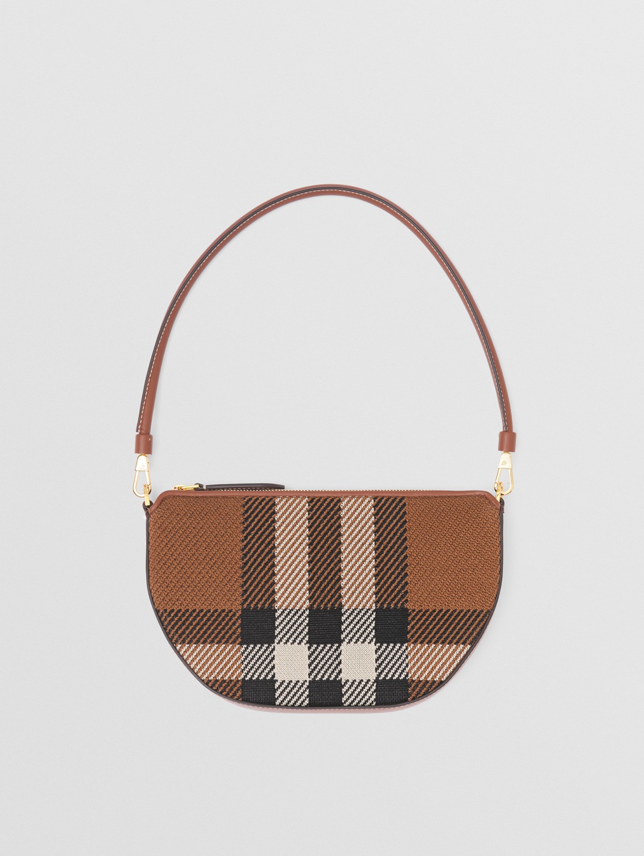 Knitted Check Olympia Pouch in Birch Brown