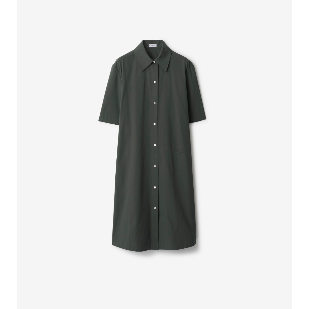 Burberry Straight-point Collar Cotton-blend Dress In Onyx