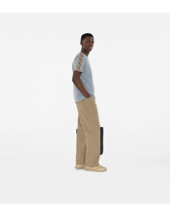 T-shirt in cotone con finiture Check