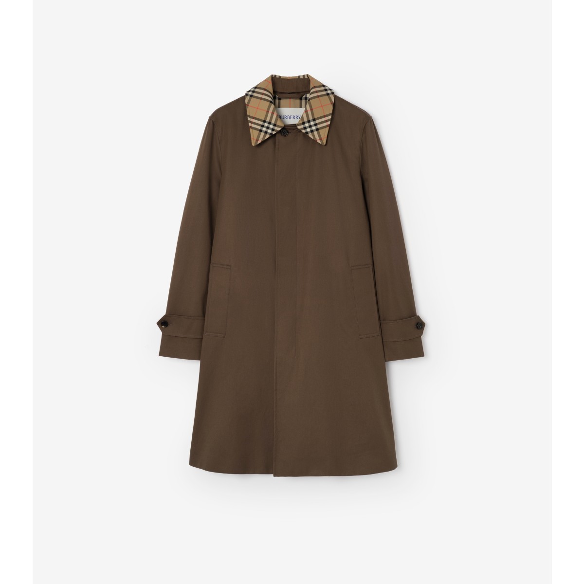  Check Mid-length Gabardine Car Coat