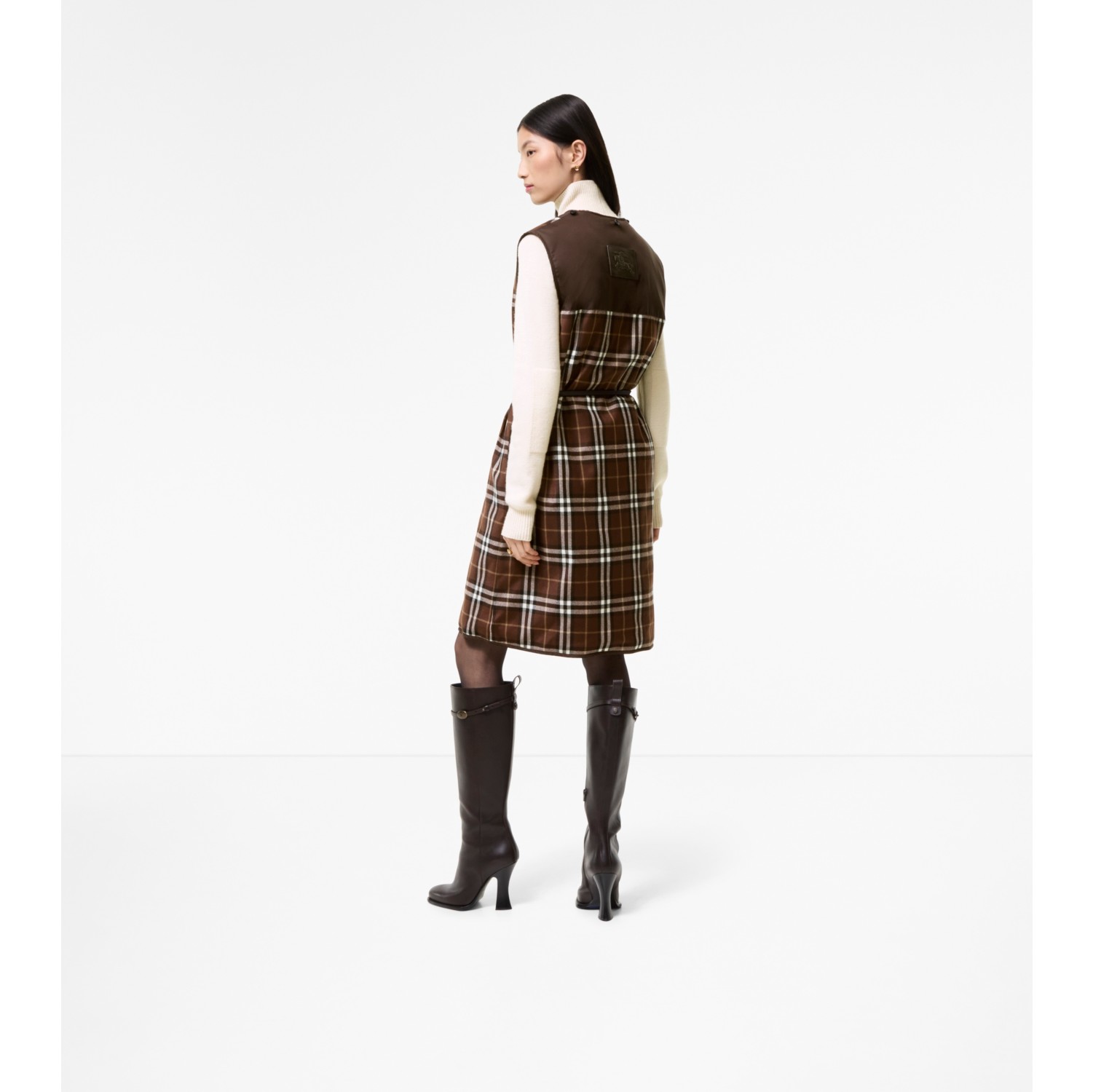 Veste sans manches Ashfields réversible Check à capuche (Brun Treacle ...