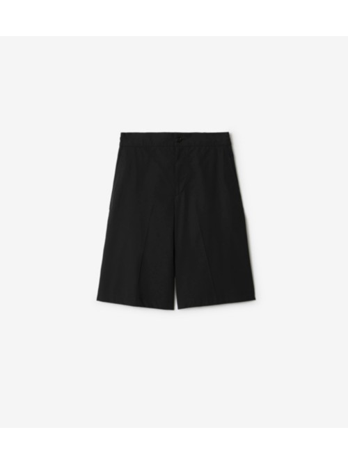 Shop Burberry Cotton Blend Tailored Shorts In Black