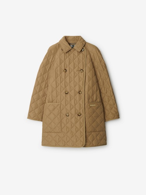 Burberry Quilted Coat In Camel
