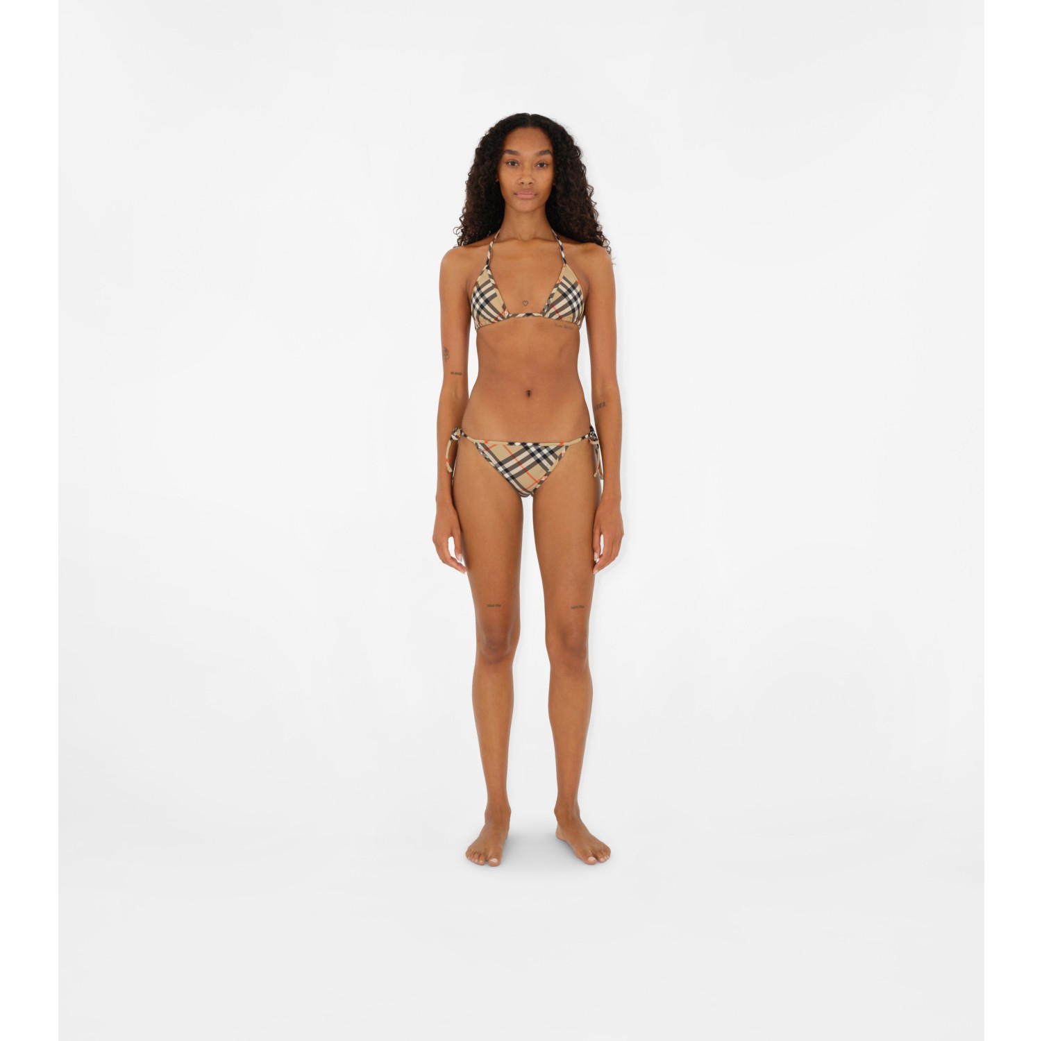 Check Bikini Top in Sand - Women, Nylon | Burberry® Official