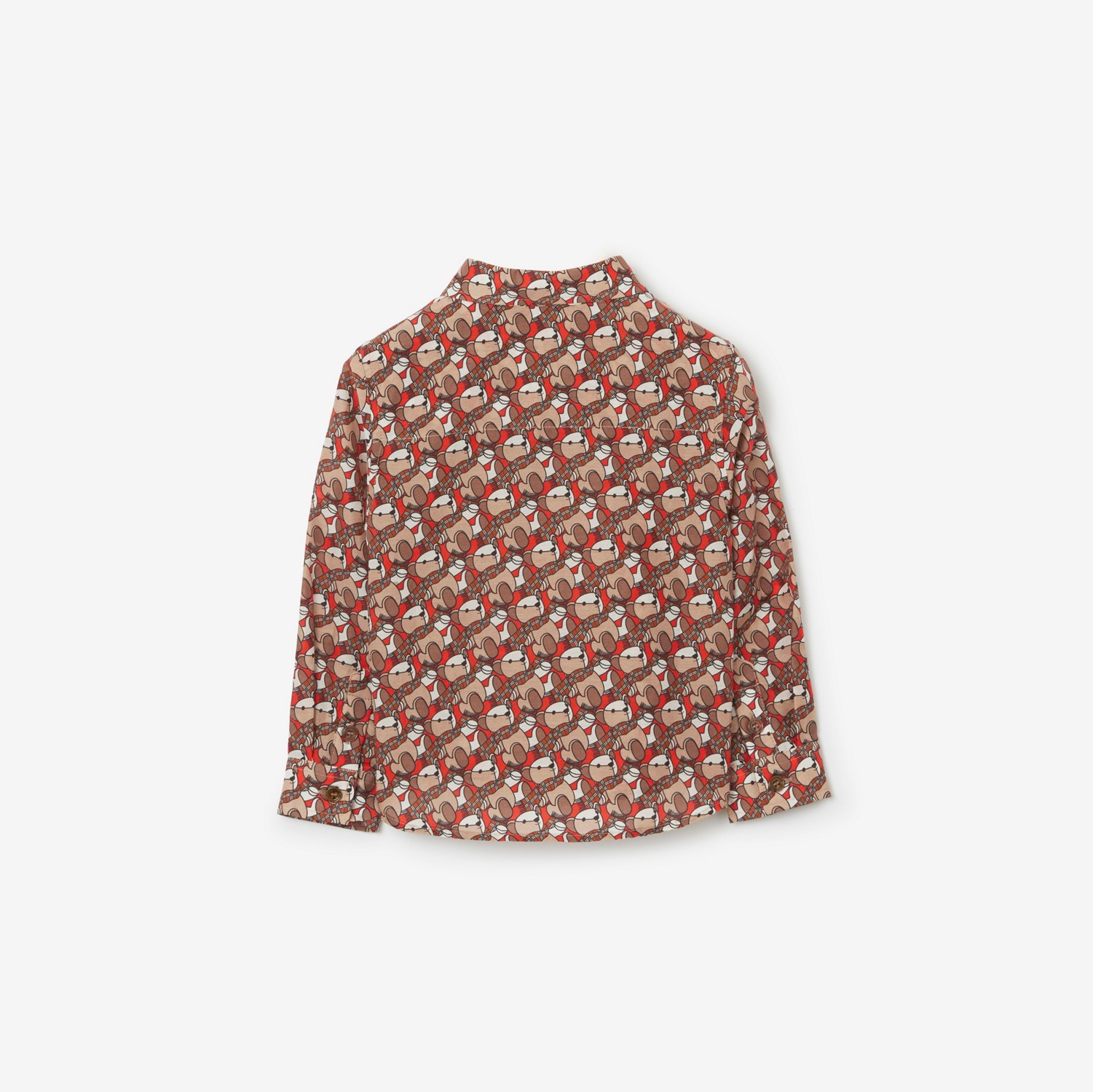 Thomas Bear Print Cotton Silk Shirt in Scarlet Orange - Children | Burberry® Official