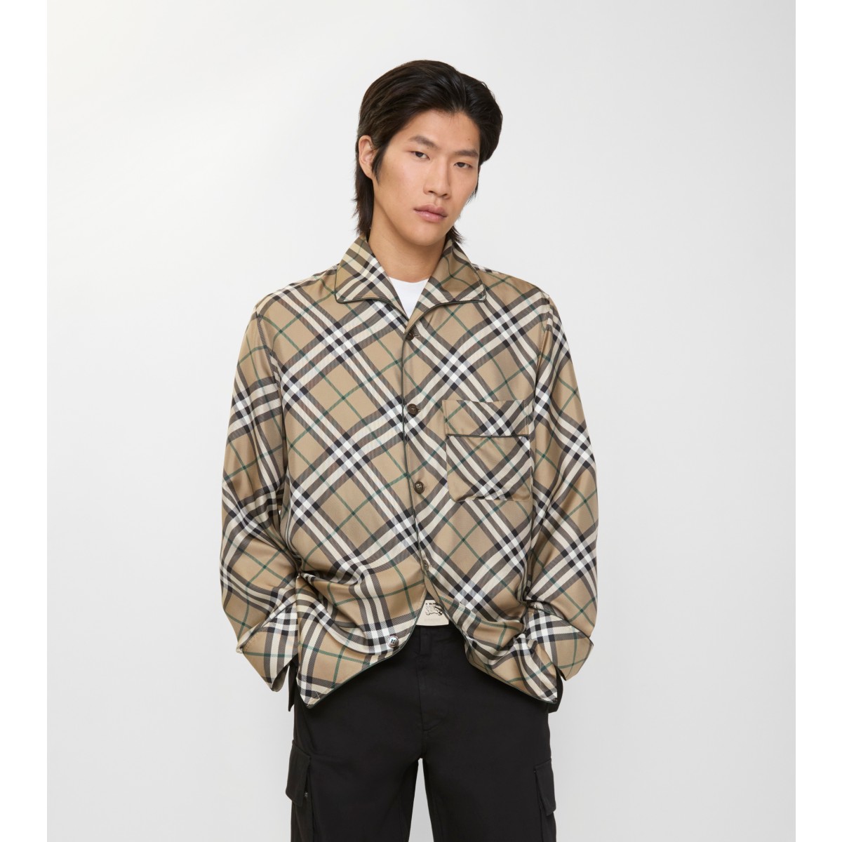  Check Silk Pyjama Shirt