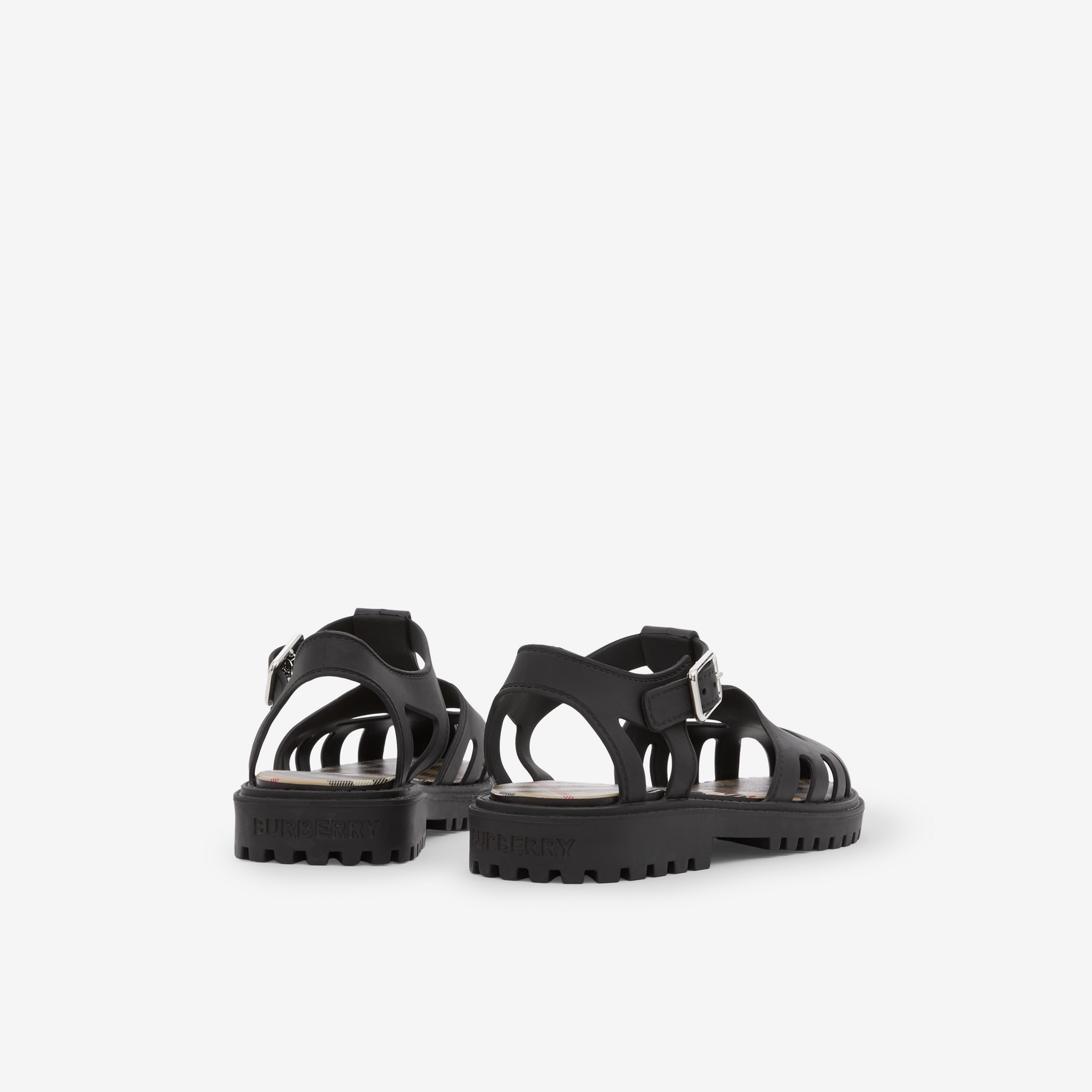Vintage Check-lined Rubber Sandals in Black - Children | Burberry® Official - 3