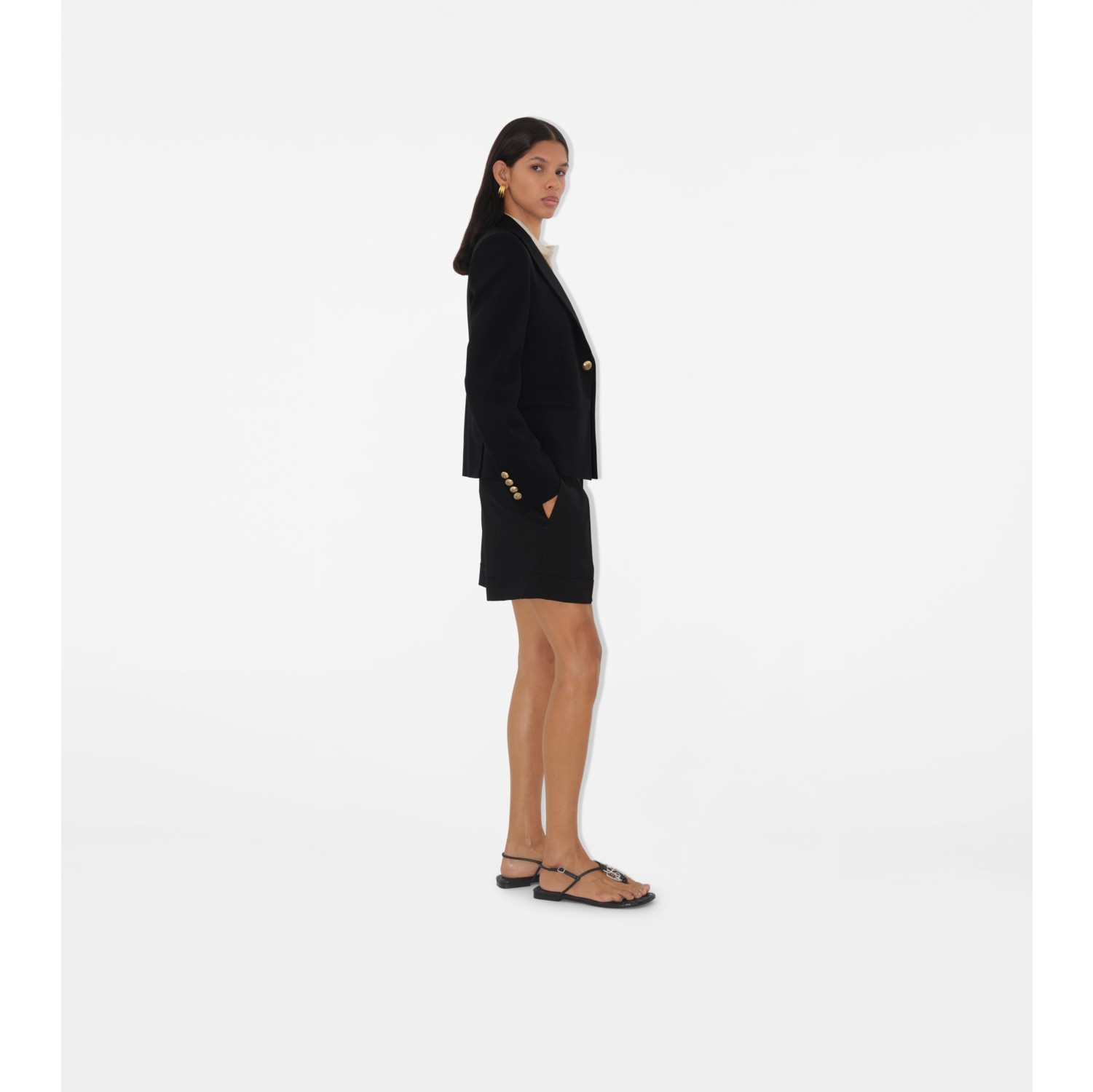 Wool Tailored Shorts in Black - Women | Burberry® Official