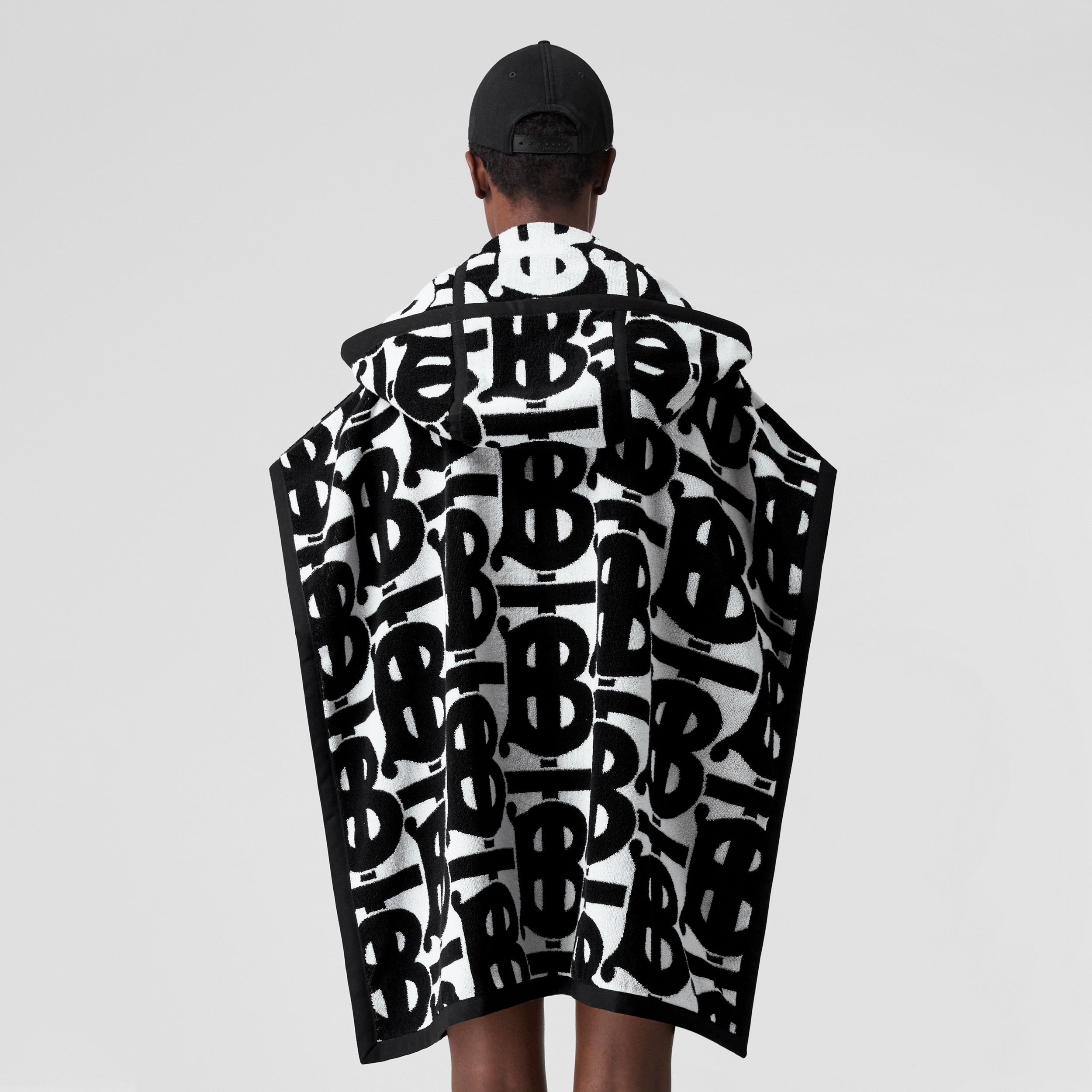 Monogram Motif Cotton Jacquard Hooded Cape in Black - Women | Burberry® Official - 3