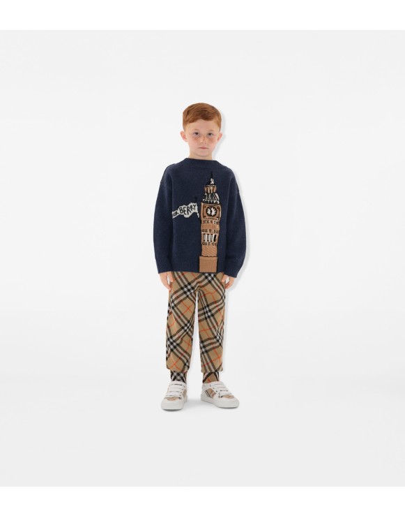 Check Wool Jogging Pants