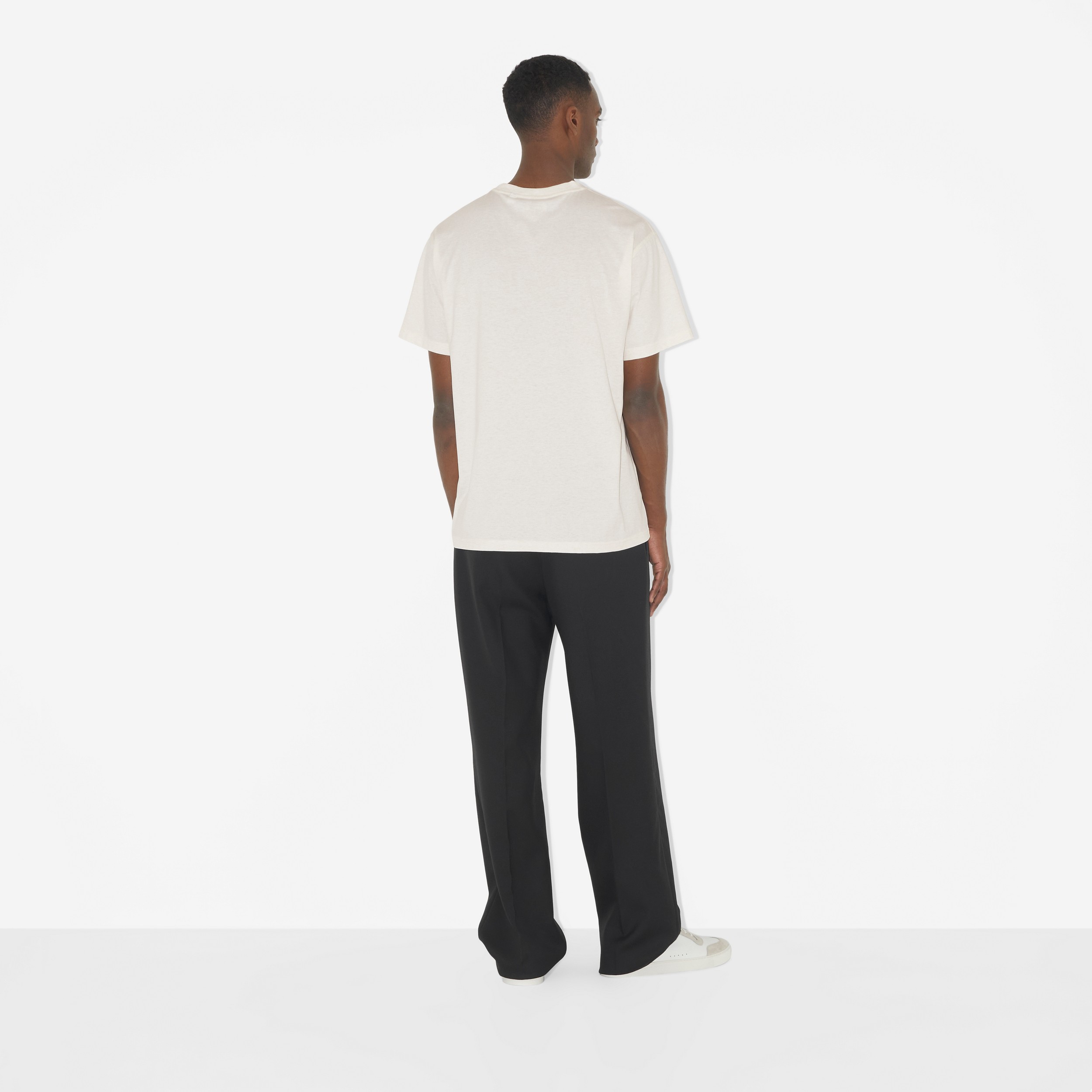 Camiseta de malha de algodão com estampa de logotipo (Aveia Mesclada) - Homens | Burberry® oficial - 4
