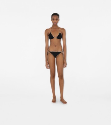 BURBERRY｜ (check trim bikini (8070463)) Check Trim Bikini in Black - Women, Nylon | Burberry® Official