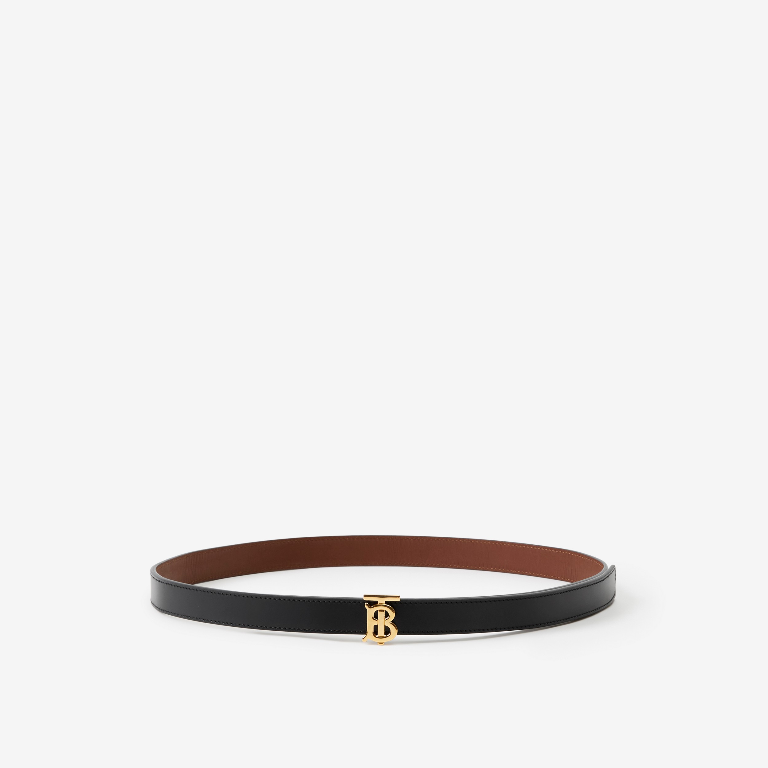 Leather Reversible TB Belt in Black/tan/gold | Burberry® Official - 1