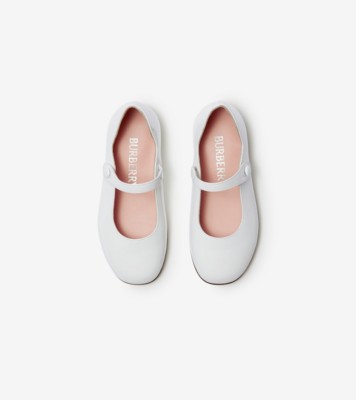 Leather Mary Jane Flats In Optic White - Children | Burberry® Official