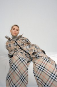 Iris Law wearing Burberry Check Cotton Shirt and Shorts in Lichen