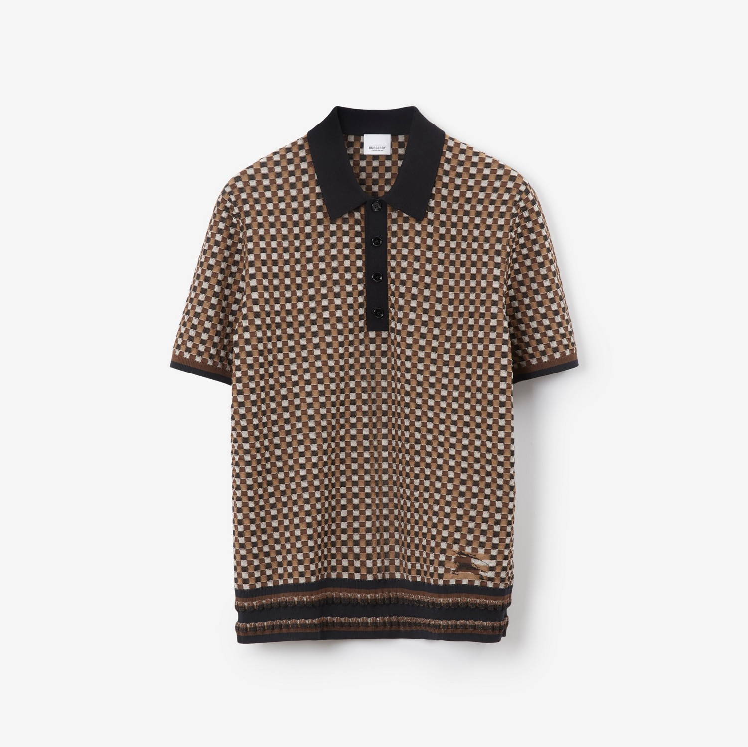 Camisa polo de algodão Check (Marrom Bétula Escuro) - Homens | Burberry® oficial